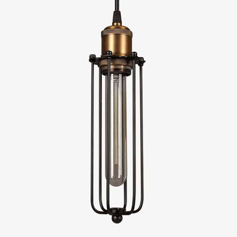 Lámpara de suspensión vintage e industrial con jaula