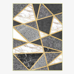 Tapis rectangle moderne gris et doré style géométrique marbre