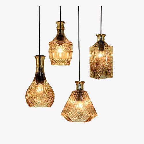 Suspension rétro LED en verre style Cognac