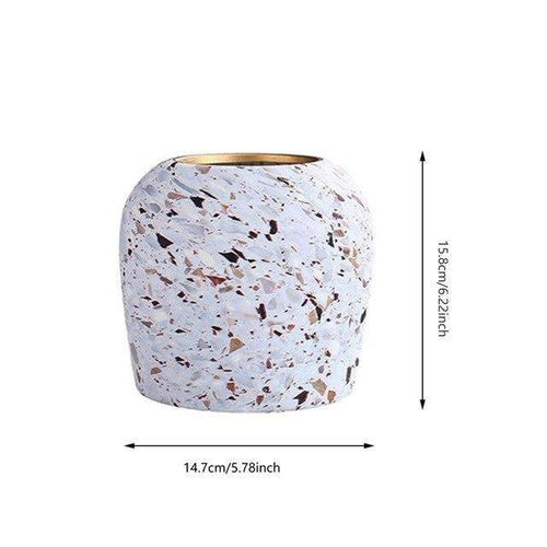 Vase design en céramique style Terrazzo blanc - vue 8 sur 8