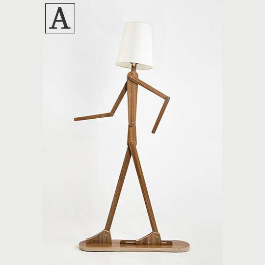 Lampadaire en bois en forme de bonhomme style japonais