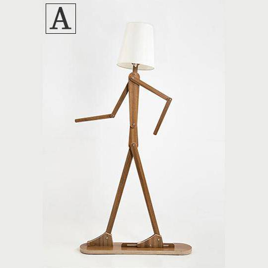 Lámpara de suelo de madera con forma de hombre japonés