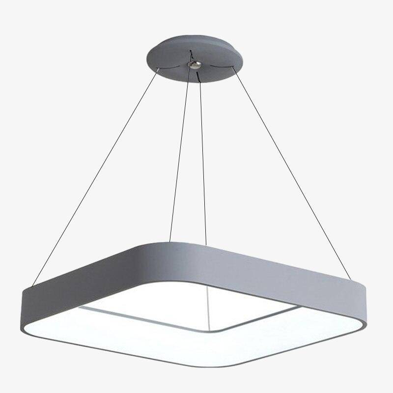 Suspension design LED carré en métal gris style Mossko