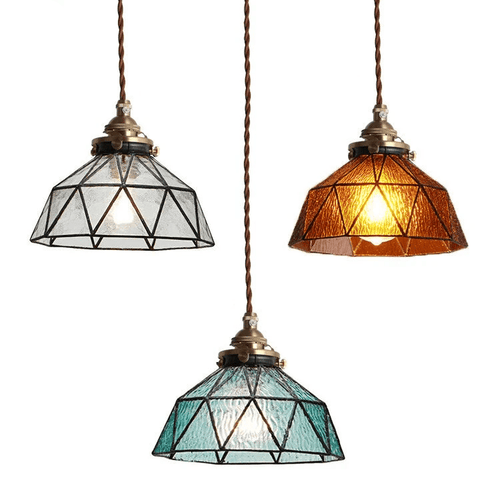 Suspension design LED en verre coloré style vintage