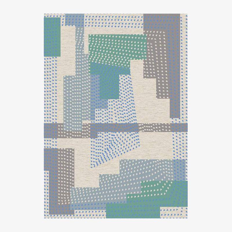 Tapis rectangle moderne gris et vert style géométrique Soft A