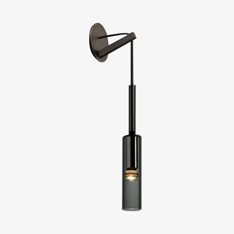 Applique design avec lampe cylindrique en verre fumé suspendue Loft