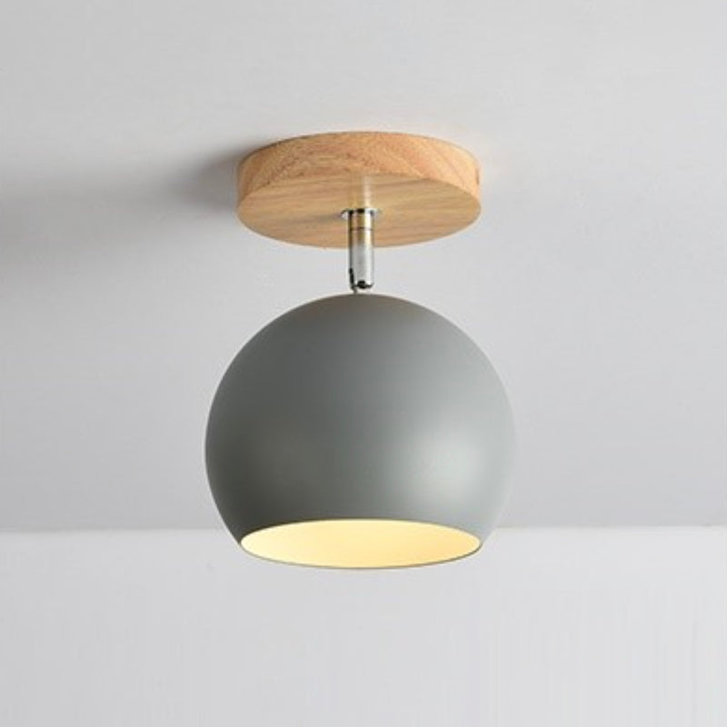 wall lamp wooden LED and metal ball with adjustable colour