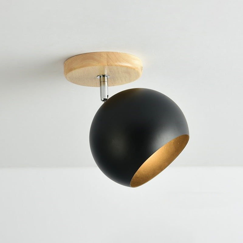 wall lamp wooden LED and metal ball with adjustable colour