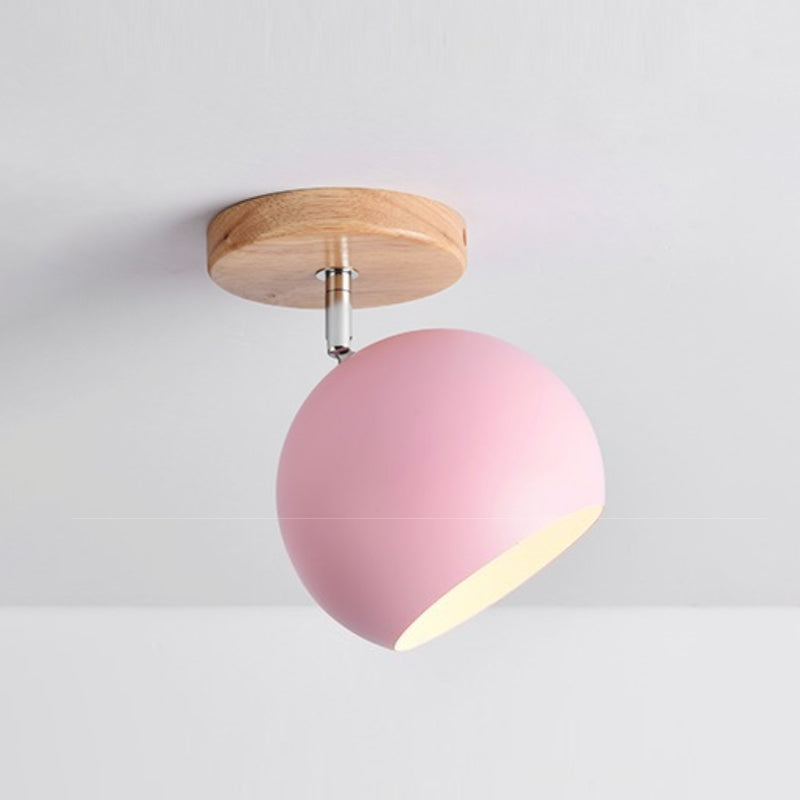 wall lamp wooden LED and metal ball with adjustable colour