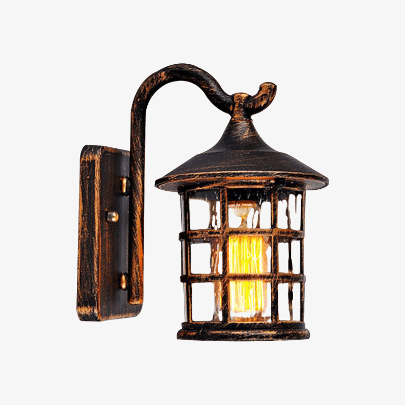 wall lamp antique rustic metal and glass wall TRANSCTEGO (black or brown)