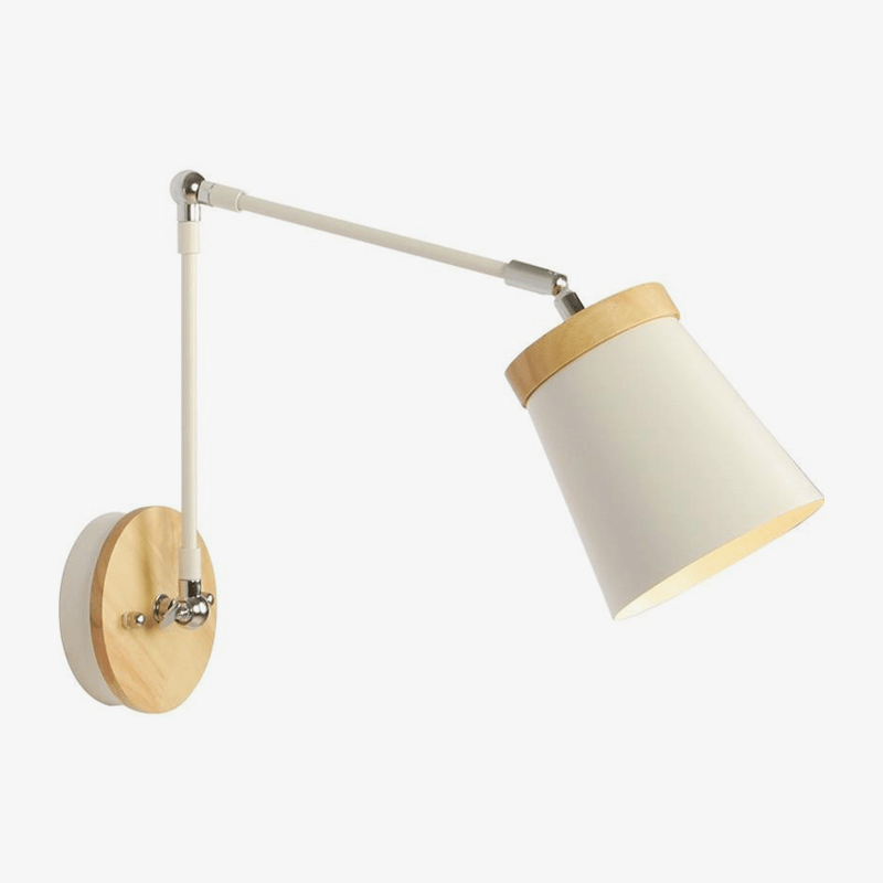 Aplique LED con brazo articulado en metal y madera