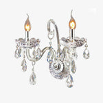 Applique murale chromée en cristal et lampes bougies