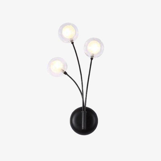 Aplique design LED negro con tres bolas de cristal Hotel