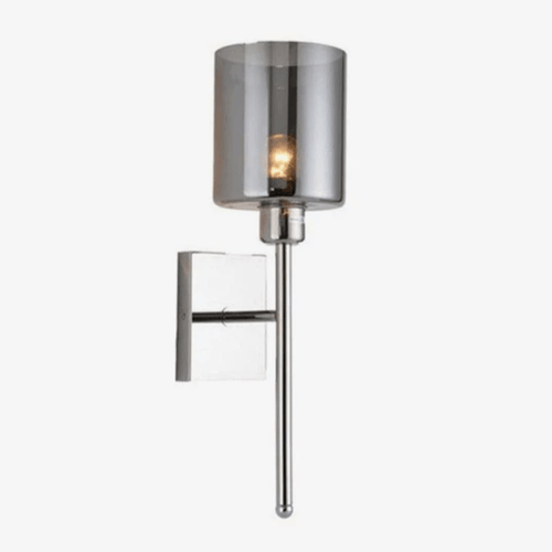 Applique murale design chromée à LED et abat-jour cylindrique en verre