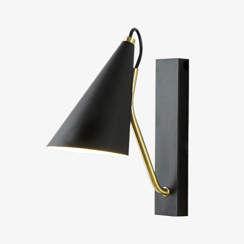 Lámpara de pared design LED con pantalla redondeada y vástago dorado Creative