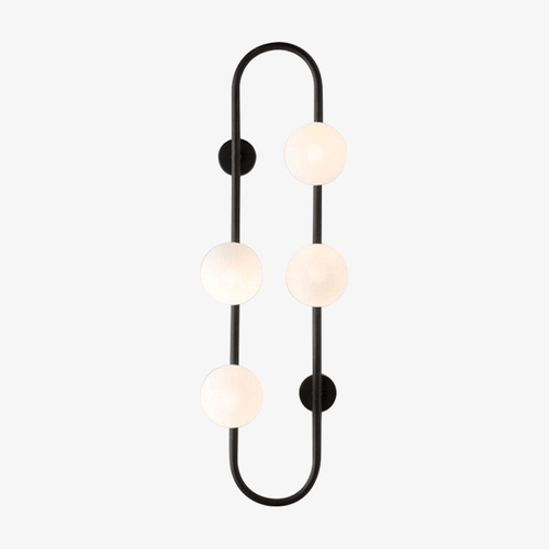 Applique murale design LED avec anneau métal et boule en verre