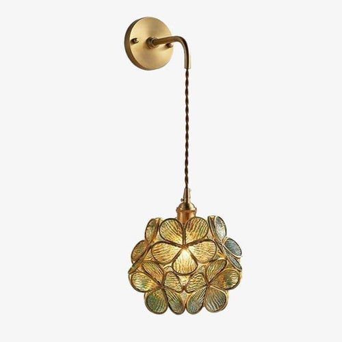 Applique murale design LED avec plusieurs trèfles en verre et métal