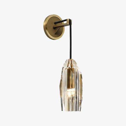 Applique murale design LED dorée avec abat-jour en verre cristal