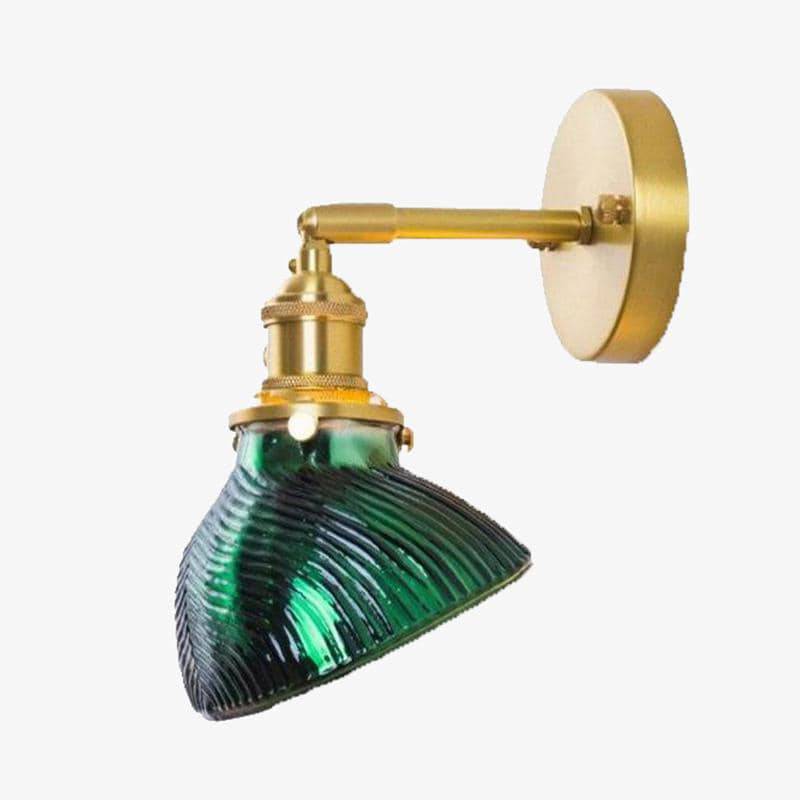 wall lamp LED wall design gold with retro arm and lampshade in emerald glass