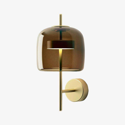 Applique murale design LED en métal doré et boule en verre fumé