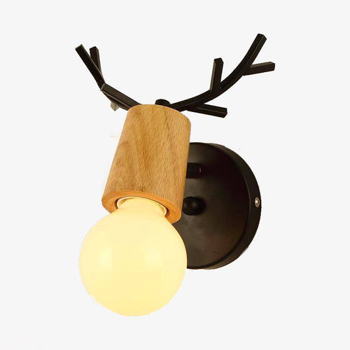 Applique murale en bois en forme de cerf (noir ou blanc) - vue 2 sur 4
