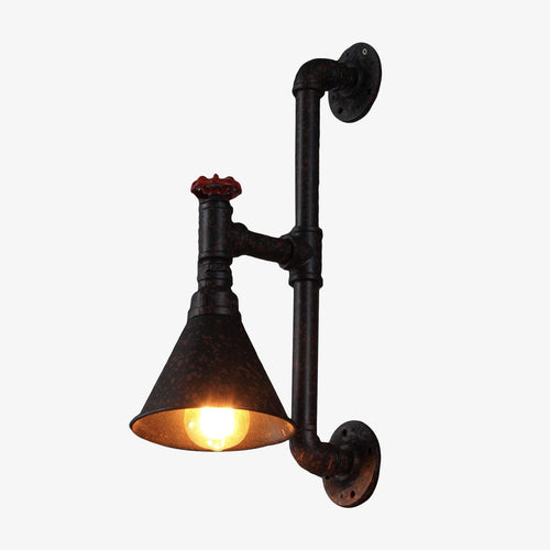 Applique murale industrielle LED en métal noir et rouge Pekoso