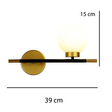 Applique murale LED design avec barres en métal boules en verre