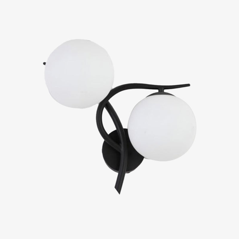 Applique murale LED design croisé avec boule de verre (noir ou doré)