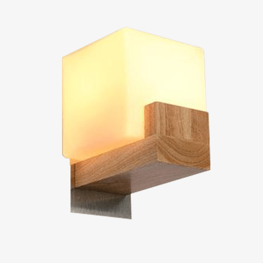 Aplique LED cúbico de madera