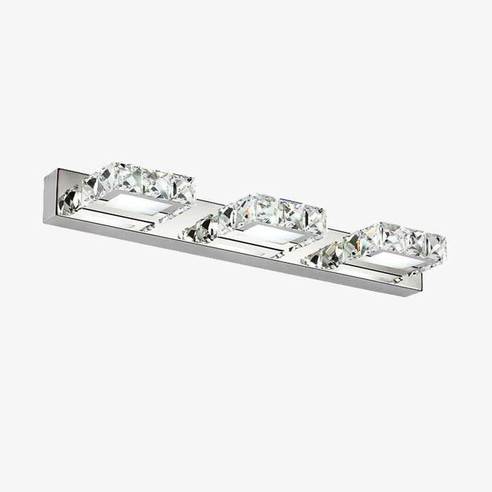 Applique murale LED en cristal carrée pour miroir de salle de bain