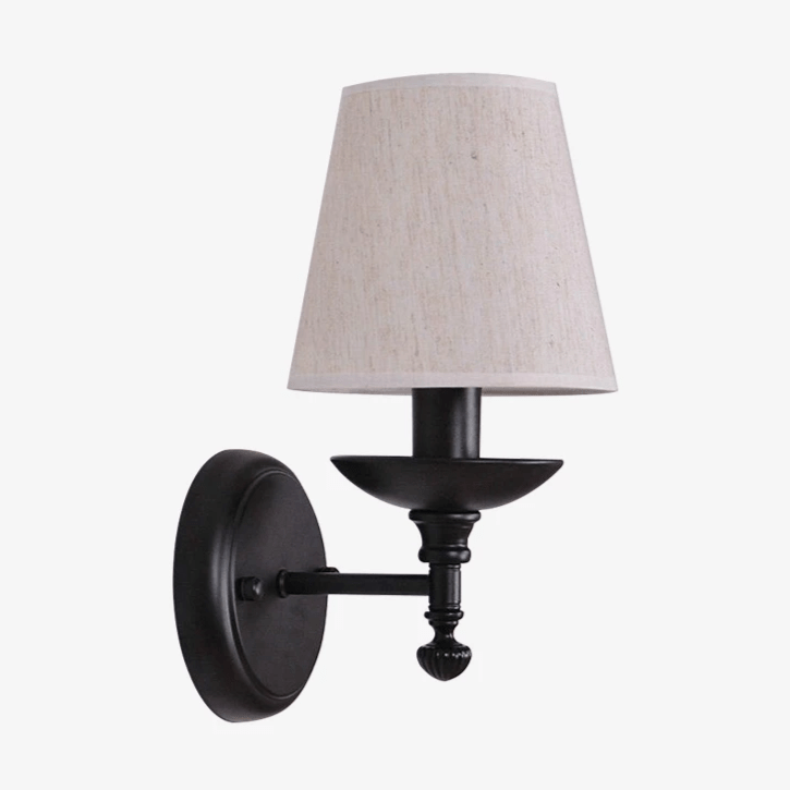 wall lamp rustic LED wall light with lampshade fabric