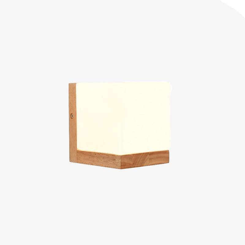 Applique murale moderne à LED en forme cubique en bois