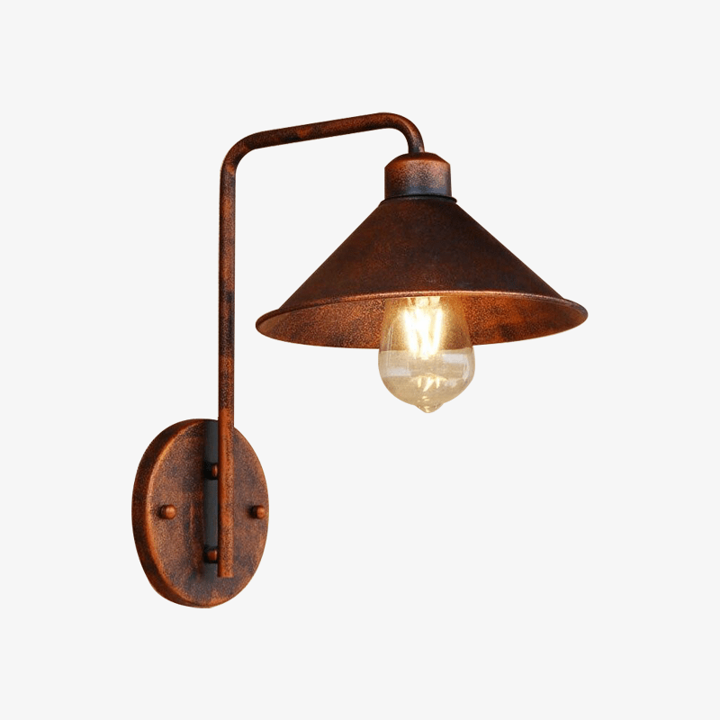 wall lamp retro LED wall light with lampshade conical copper