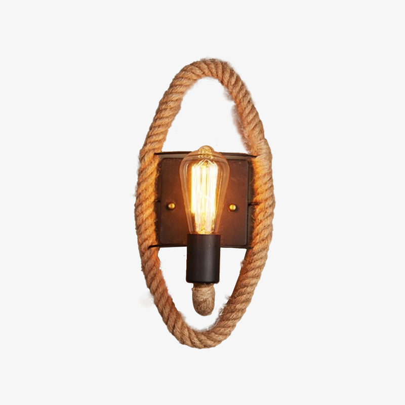 wall lamp Rustic wall hanging with round rope Vintage