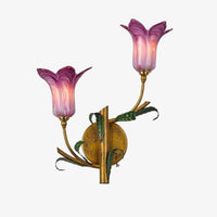 Applique murale rustique LED avec abat-jour style fleur colorée