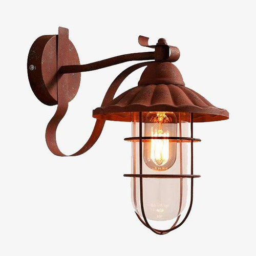 Applique murale rustique style rétro avec lampe en cage en métal - vue 2 sur 5