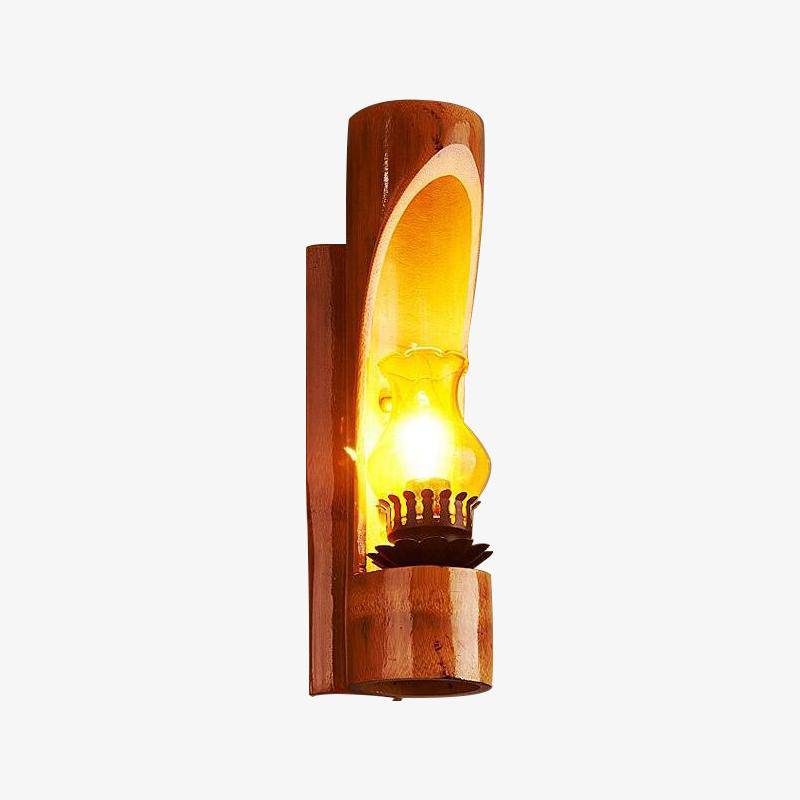 Applique rustique LED bambou cylindrique Loft