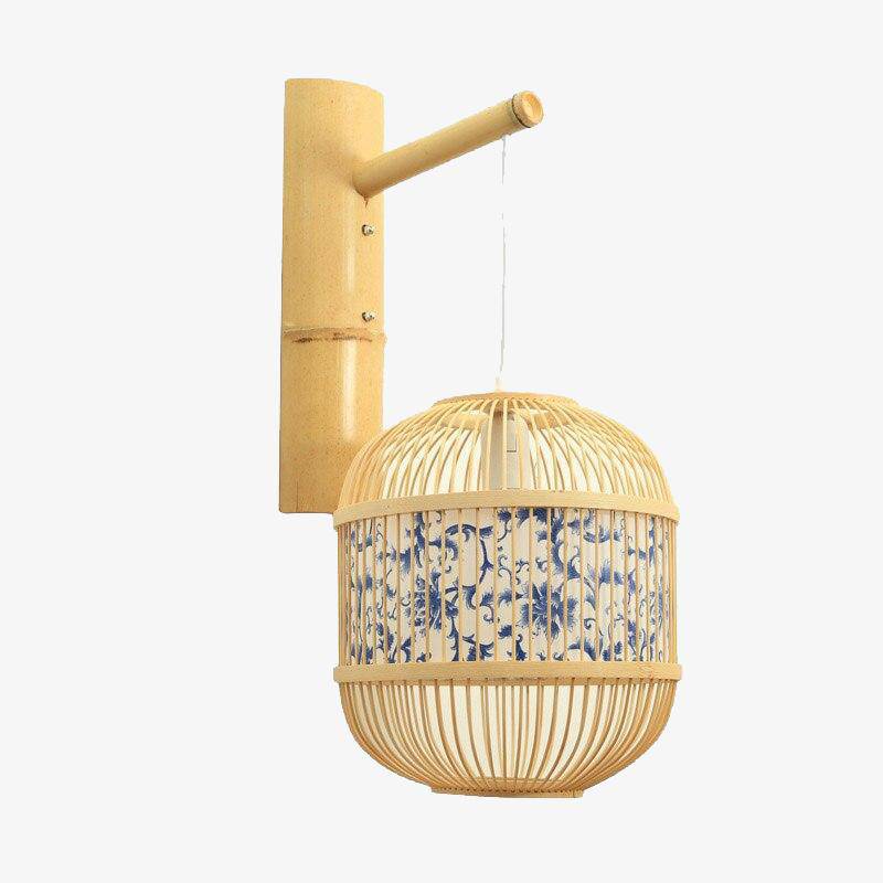 Lámpara de pared de bambú de estilo japonés vintage