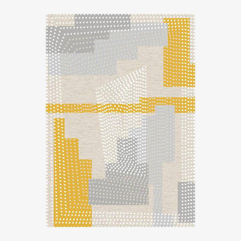 Tapis rectangle moderne gris et jaune style géométrique Soft B
