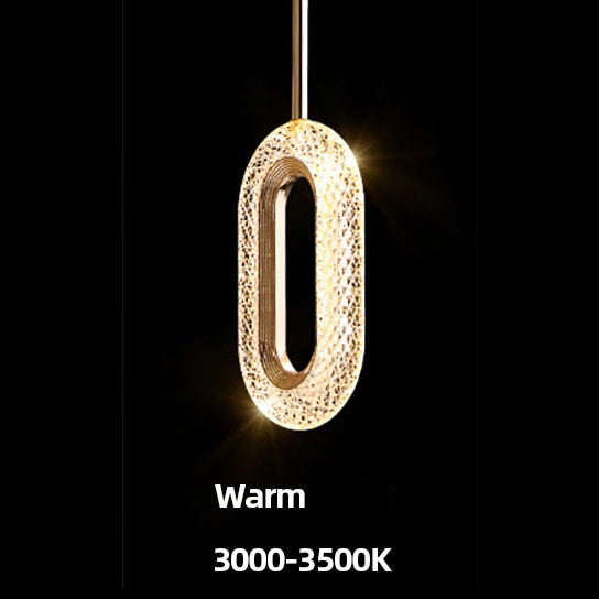 Suspension moderne LED forme ovale et dorée Elaia - vue 9 sur 12