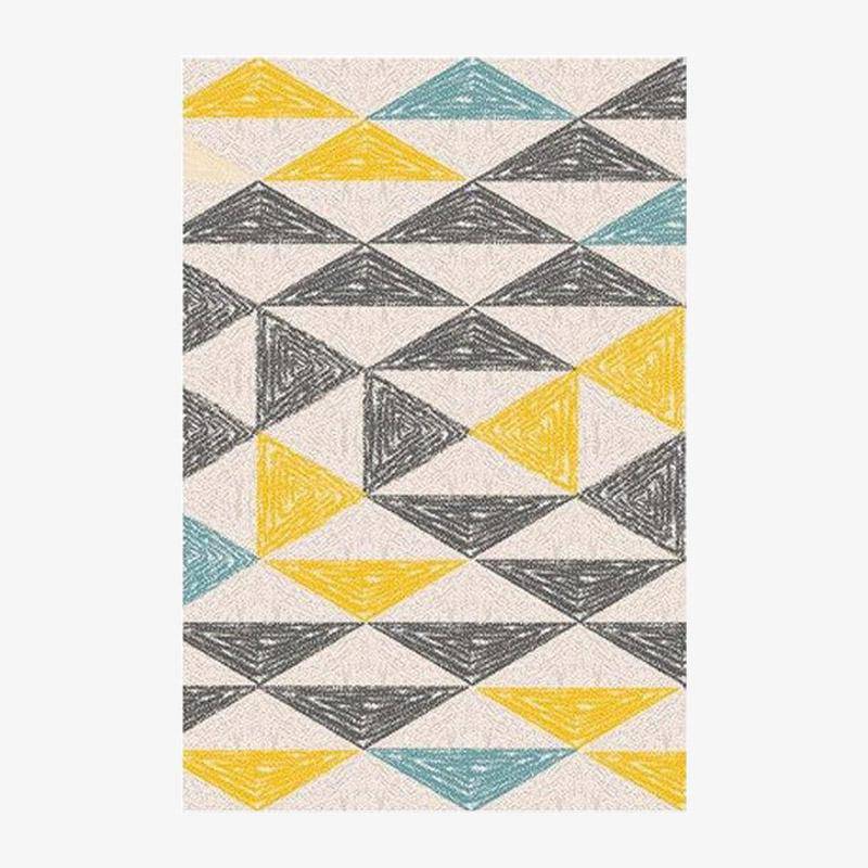 Moderna alfombra rectangular con formas geométricas amarillas de estilo Keecy