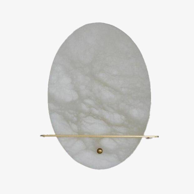 Applique murale design LED forme ovale en marbre blanc et socle doré