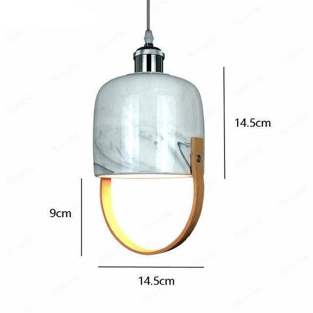pendant light LED design with lampshade white marble Loft