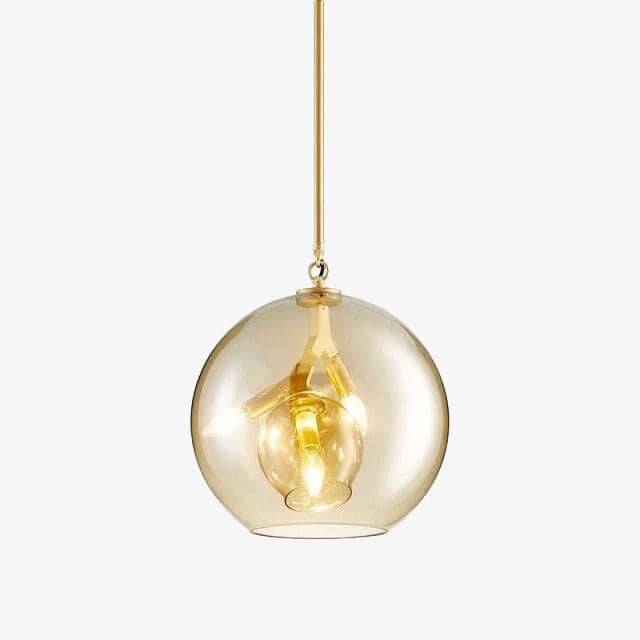 pendant light LED design with crystal glass and golden rings