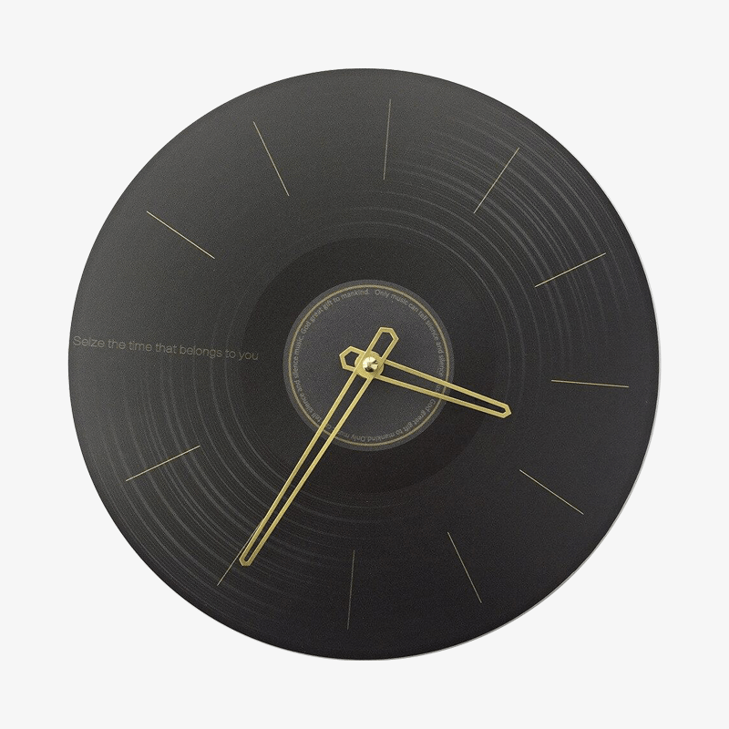 Round Vinyl style design wall clock 28cm