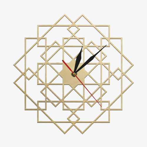 Horloge murale en bois avec rectangles superposés 30cm Mandala