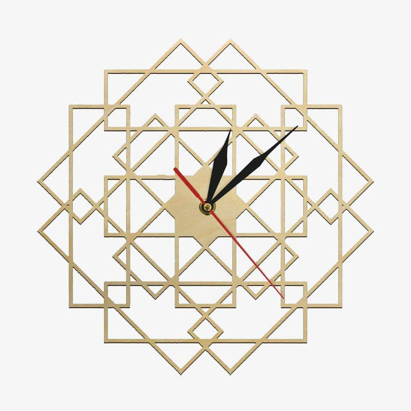 Wooden wall clock with overlapping rectangles 30cm Mandala