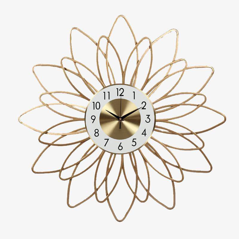 Reloj de pared en forma de flor en metal dorado 54cm Extra