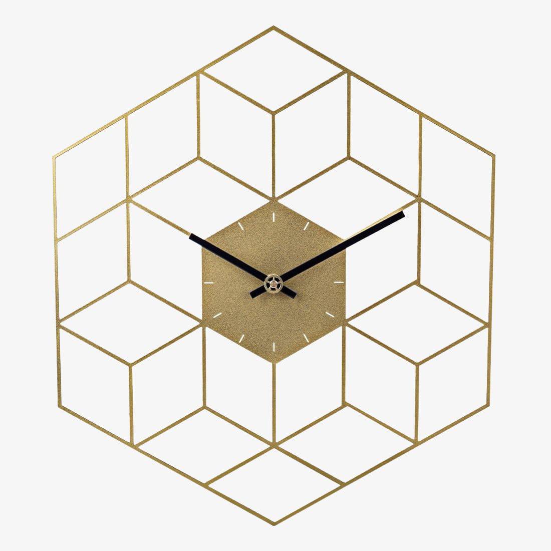 Horloge murale hexagonale en métal 40cm Cube
