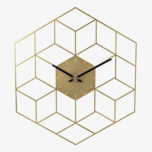 Horloge murale hexagonale en métal 40cm Cube